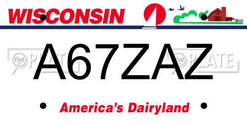 A67ZAZ Wisconsin License Plate