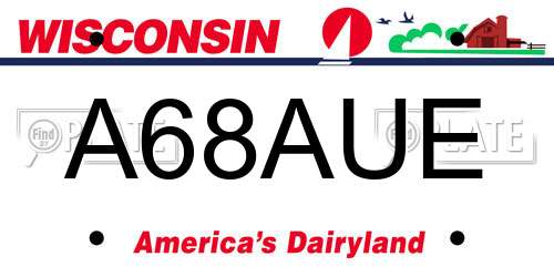 A68AUE Wisconsin License Plate