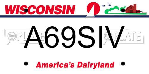 A69SIV Wisconsin License Plate