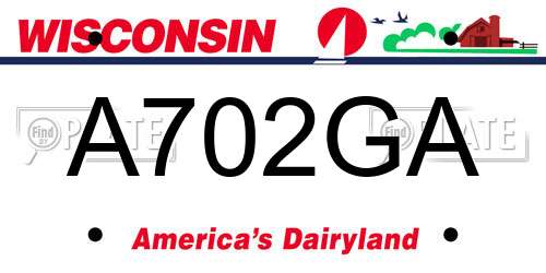A702GA Wisconsin License Plate