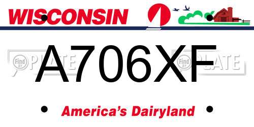 A706XF Wisconsin License Plate