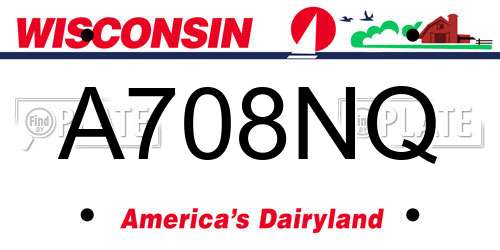 A708NQ Wisconsin License Plate