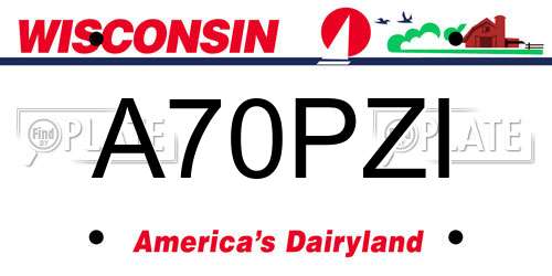 A70PZI Wisconsin License Plate