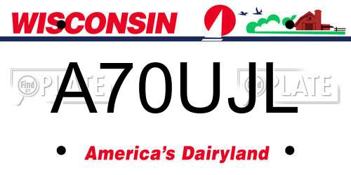 A70UJL Wisconsin License Plate