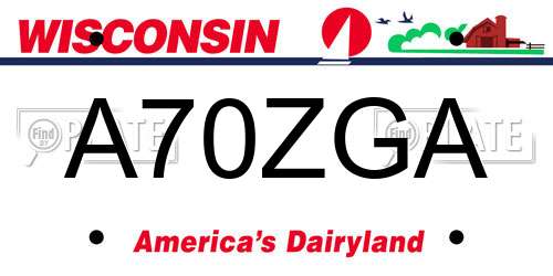 A70ZGA Wisconsin License Plate