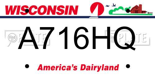 A716HQ Wisconsin License Plate