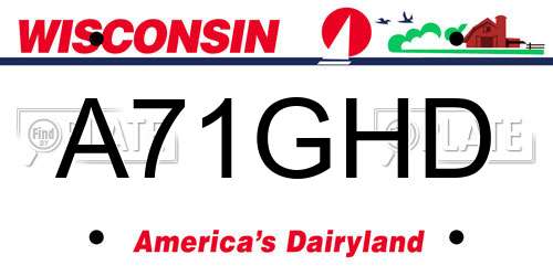 A71GHD Wisconsin License Plate