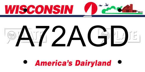 A72AGD Wisconsin License Plate