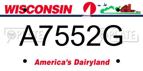 A7552G Wisconsin License Plate