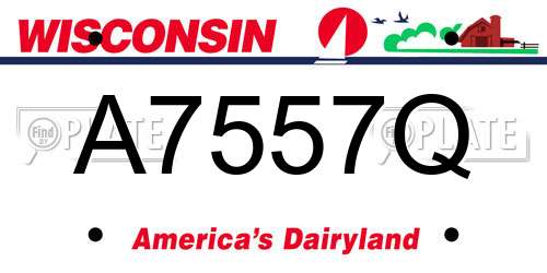 A7557Q Wisconsin License Plate