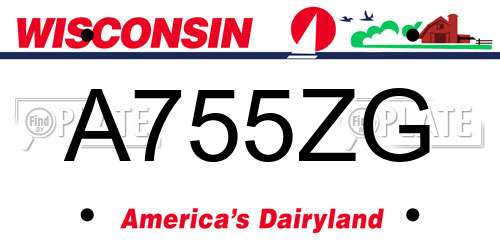 A755ZG Wisconsin License Plate