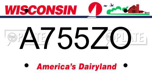 A755ZO Wisconsin License Plate