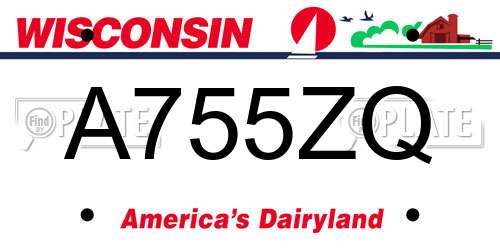 A755ZQ Wisconsin License Plate