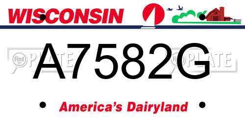 A7582G Wisconsin License Plate