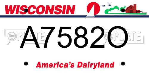 A7582O Wisconsin License Plate