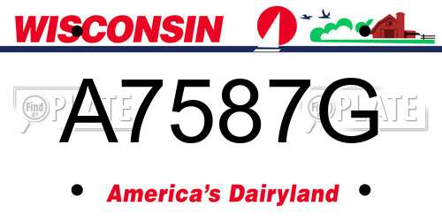 A7587G Wisconsin License Plate