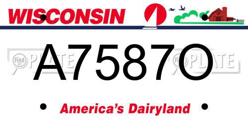 A7587O Wisconsin License Plate