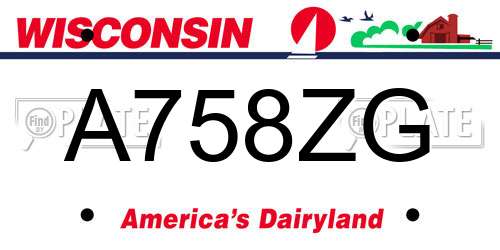 A758ZG Wisconsin License Plate