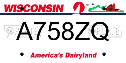 A758ZQ Wisconsin License Plate