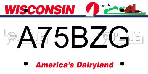 A75BZG Wisconsin License Plate