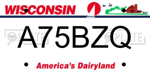 A75BZQ Wisconsin License Plate