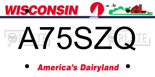 A75SZQ Wisconsin License Plate
