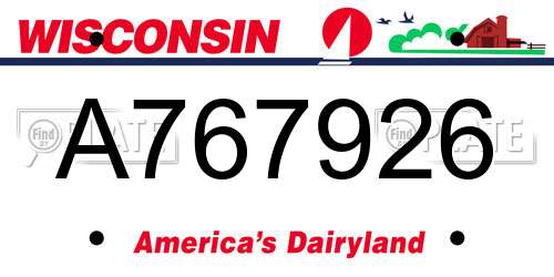 A767926 Wisconsin License Plate