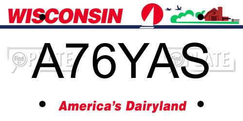 A76YAS Wisconsin License Plate