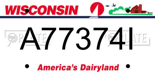 A77374I Wisconsin License Plate