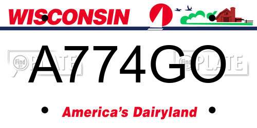A774GO Wisconsin License Plate
