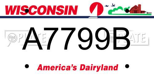 A7799B Wisconsin License Plate
