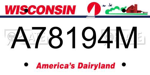 A78194M Wisconsin License Plate
