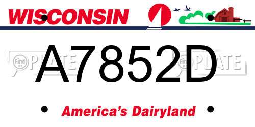 A7852D Wisconsin License Plate