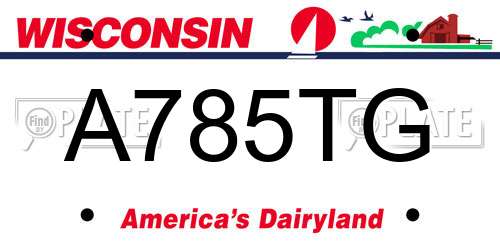A785TG Wisconsin License Plate