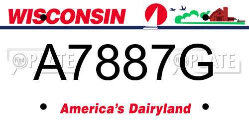 A7887G Wisconsin License Plate