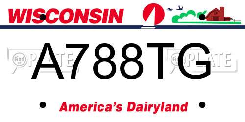 A788TG Wisconsin License Plate