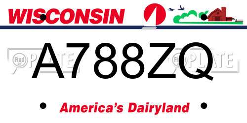 A788ZQ Wisconsin License Plate