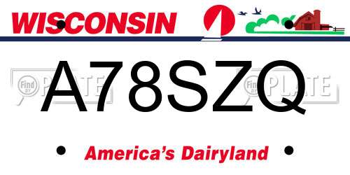 A78SZQ Wisconsin License Plate