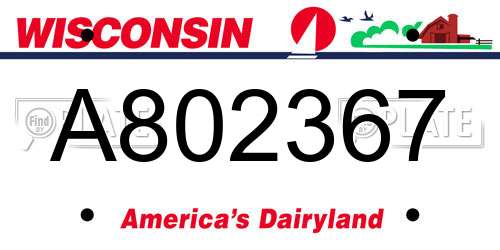 A802367 Wisconsin License Plate
