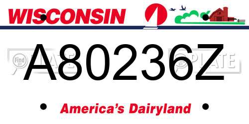 A80236Z Wisconsin License Plate