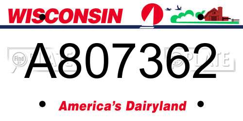 A807362 Wisconsin License Plate