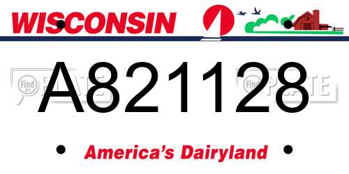 A821128 Wisconsin License Plate