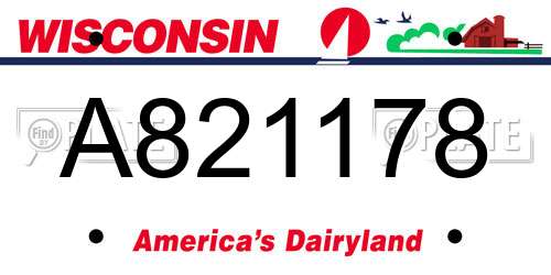 A821178 Wisconsin License Plate