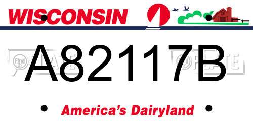 A82117B Wisconsin License Plate