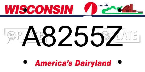 A8255Z Wisconsin License Plate