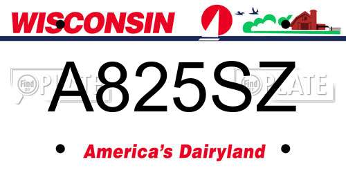 A825SZ Wisconsin License Plate