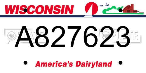 A827623 Wisconsin License Plate