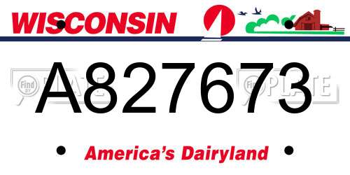A827673 Wisconsin License Plate