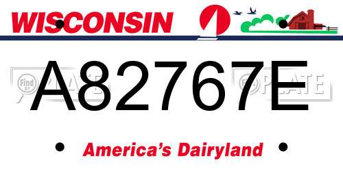 A82767E Wisconsin License Plate