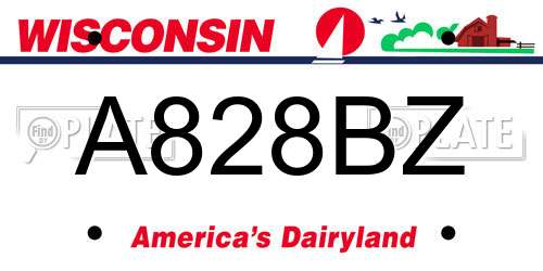 A828BZ Wisconsin License Plate